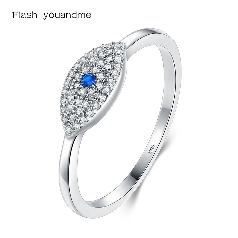 

Flash youandme New s925 Sterling Silver Cubic Zirconia Blue Eye Lucky Finger Rings For Women Luxury Charm Fashion Fine Jewelry