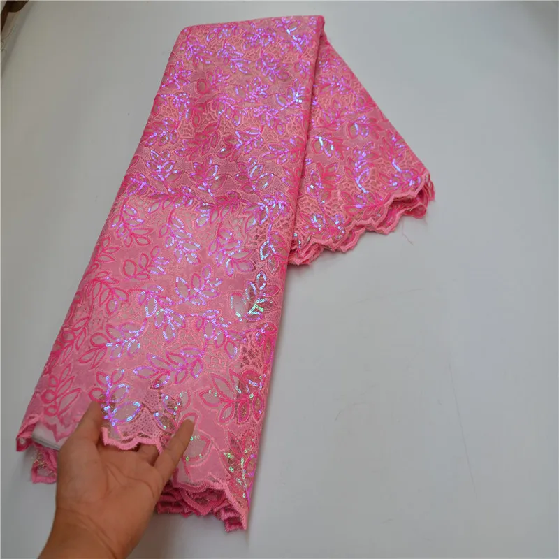 

2020 Latest African Lace High Quality African French net Tulle Lace Fabric with Sequins embroidery For Nigerian Wedding