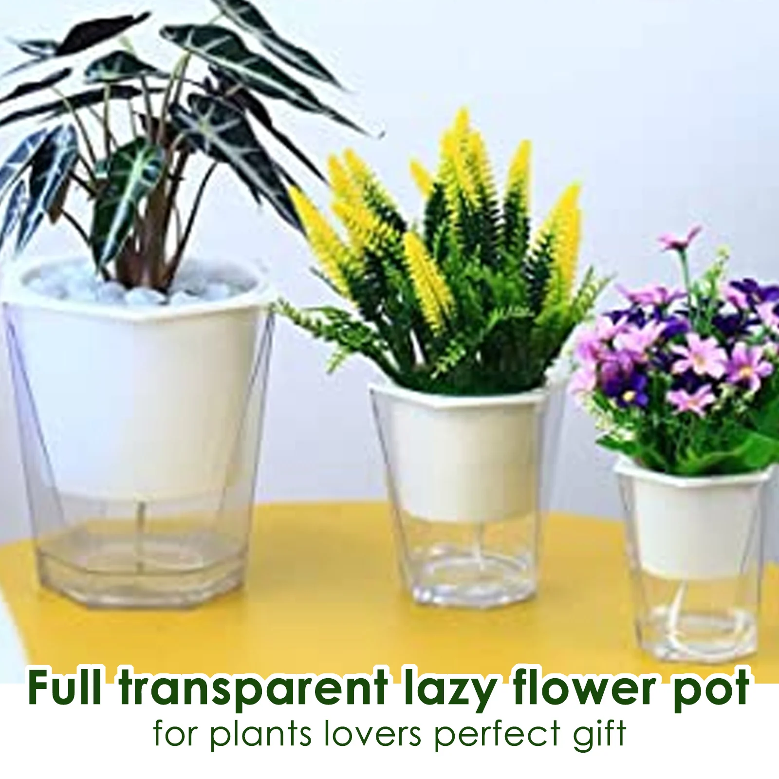 

1 Pack 4.3" Flower Pots for Indoor Plants Small African Violet Pot for Outdoor Plants Self-Watering Transparent Garden Planters