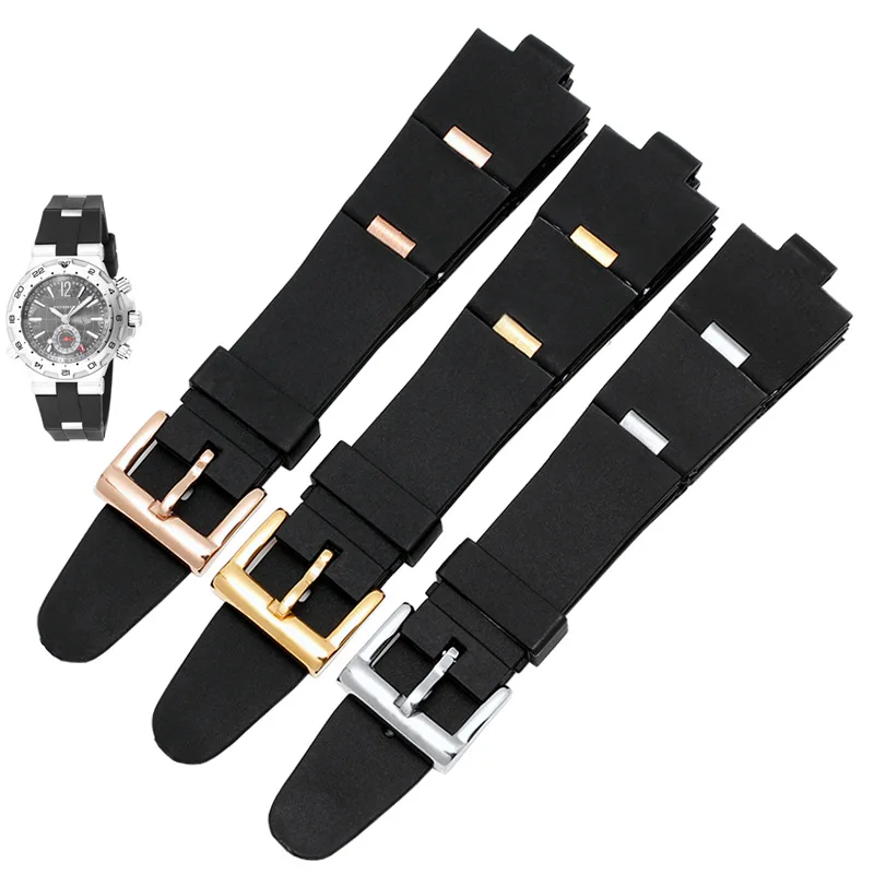 Silicone Watch Barcelet Watch Accessories Band for BVLGARI DP42C14SVDGMT Convex 8mm Rubber Strap Men and Women 2 Types