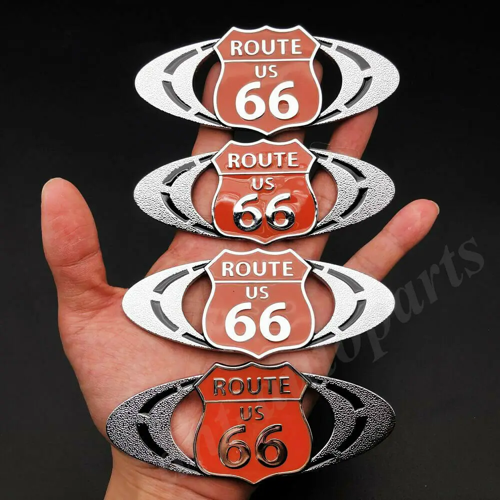 

4pcs 3D Metal Route US 66 Car Trunk Rear Fender Emblem Badge Decal Sticker