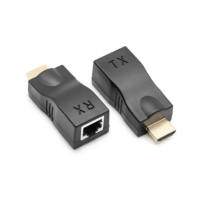 Video Extender HDMI-compatible to RJ45 4K 3D HDTV 1.4 Up to 30M Extension to RJ45 Over Cat 5E/6 Network LAN Ethernet Adapter