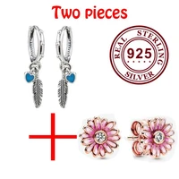 925 sterling silver pan earring fashion leaf earrings and rose gold daisy earrings for women wedding gift fashion jewelry