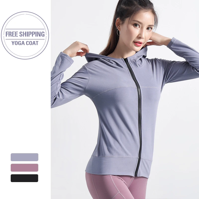 Женская куртка с капюшоном для бега йоги на молнии одежда фитнеса топы