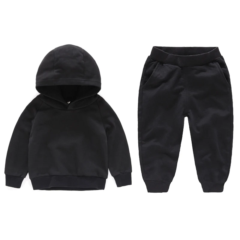 

Autumn Winter Toddler Baby Boys Girls Clothes Sets Solid Kid Top Hooded Pullover + Trousers Pants Cotton Clothes for Children
