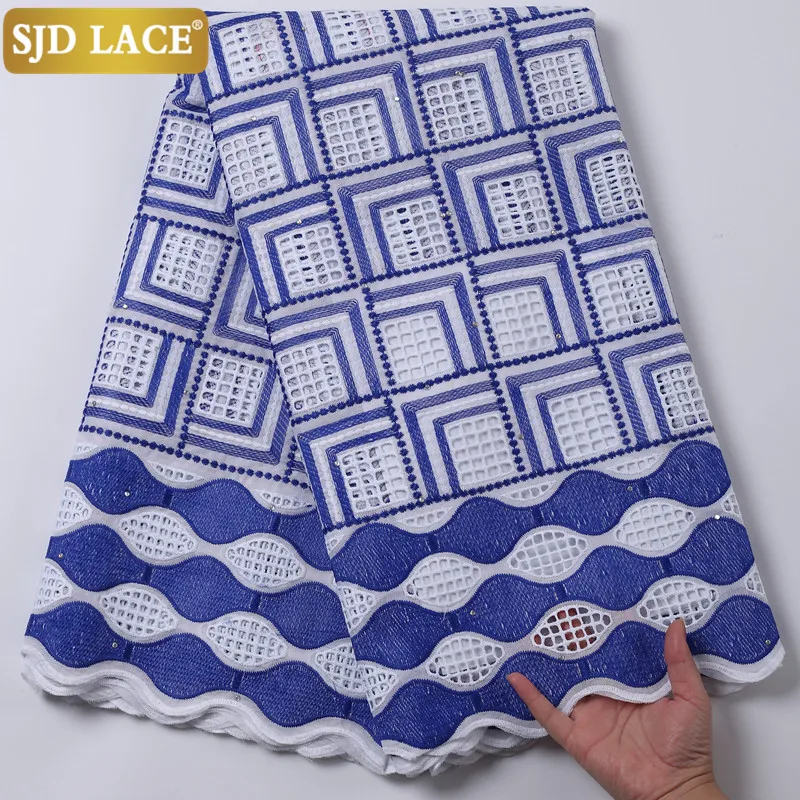 

SJD LACE African Lace Fabric With Stones Swiss Voile Lace In Switzerland Pure Cotton Design Dubai Style For Wedding Party A2206
