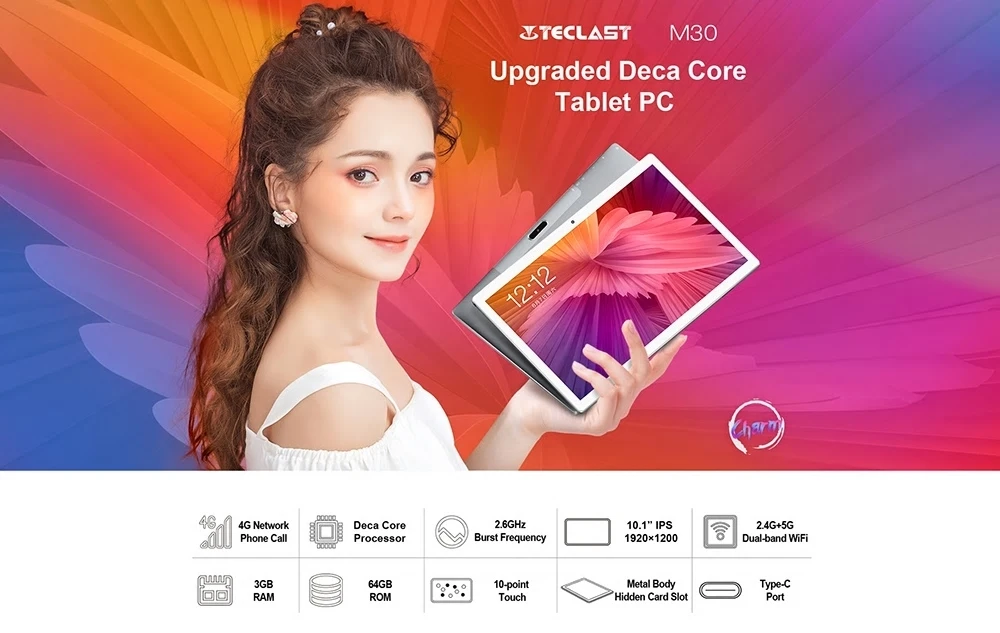 Teclast M30 телефонный звонок 10,1 дюймов Android 8,0 планшетный ПК MTK X27 Deca Core 3 Гб Ram 64 Гб Rom 1920*1200 ips Dual-SIM WiFi gps