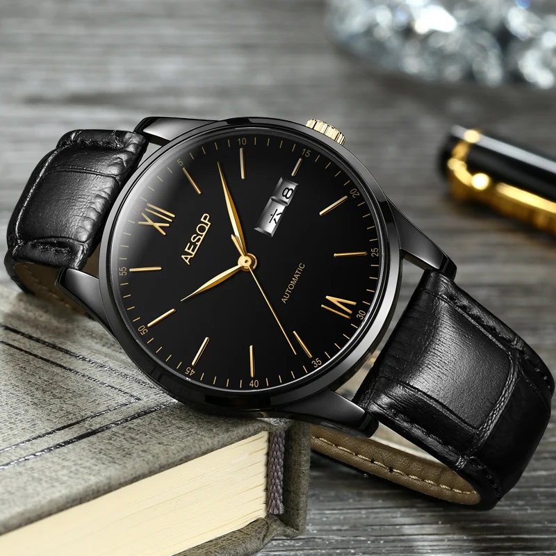 Мужские Водонепроницаемые деловые часы с кожаным ремешком новинка 2021 светящиеся