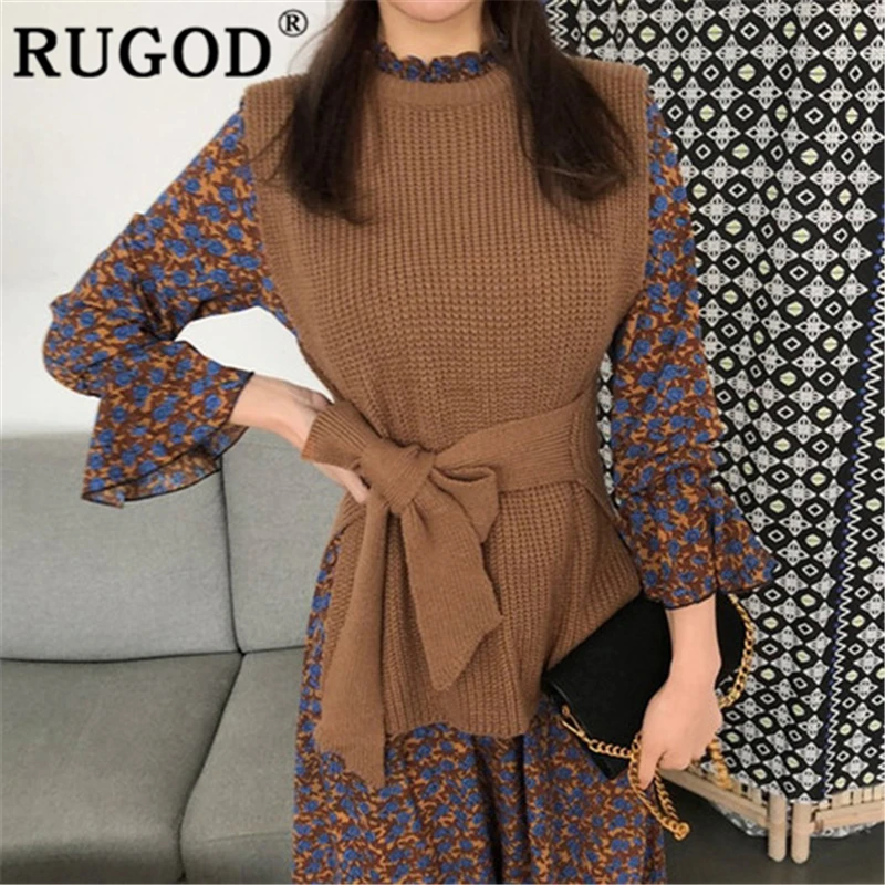 RUGOD 2019 новый осенний однотонный жилет для женщин с круглым вырезом без рукавов со