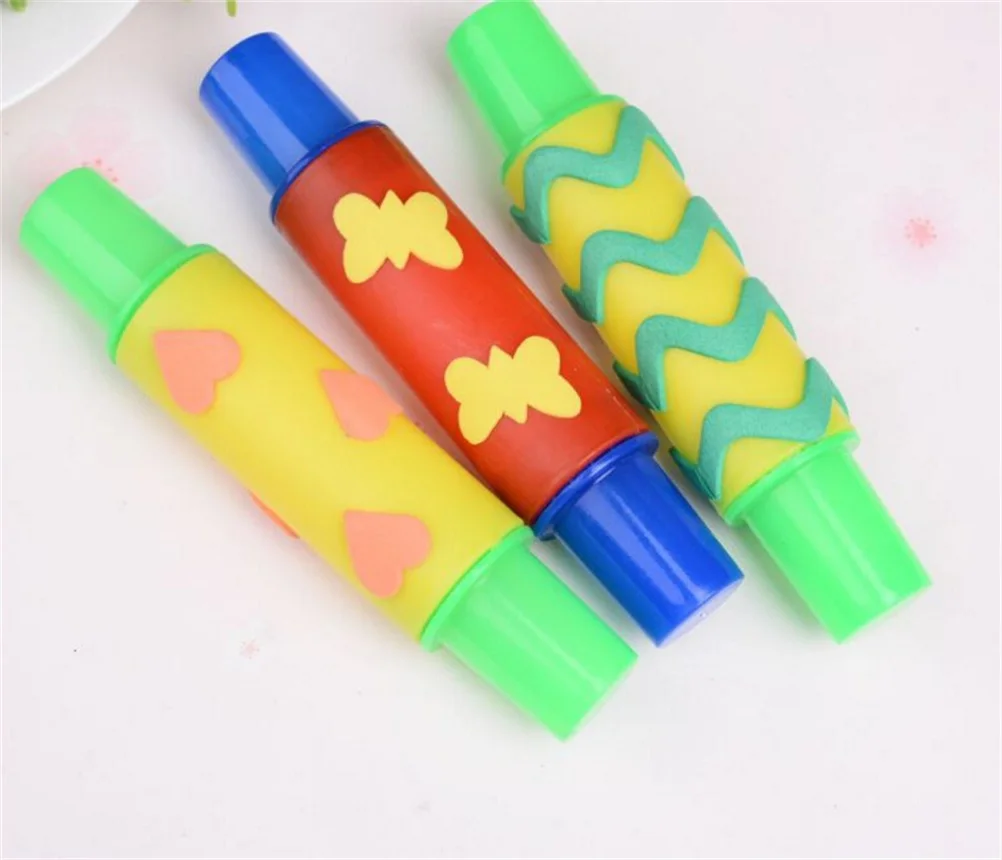 Hot Sale Plasticine model rolling pin ntelligent plasticine clay mold tool 18cm Flowers Decoration Roller Brush seal Kids Toys | Игрушки и