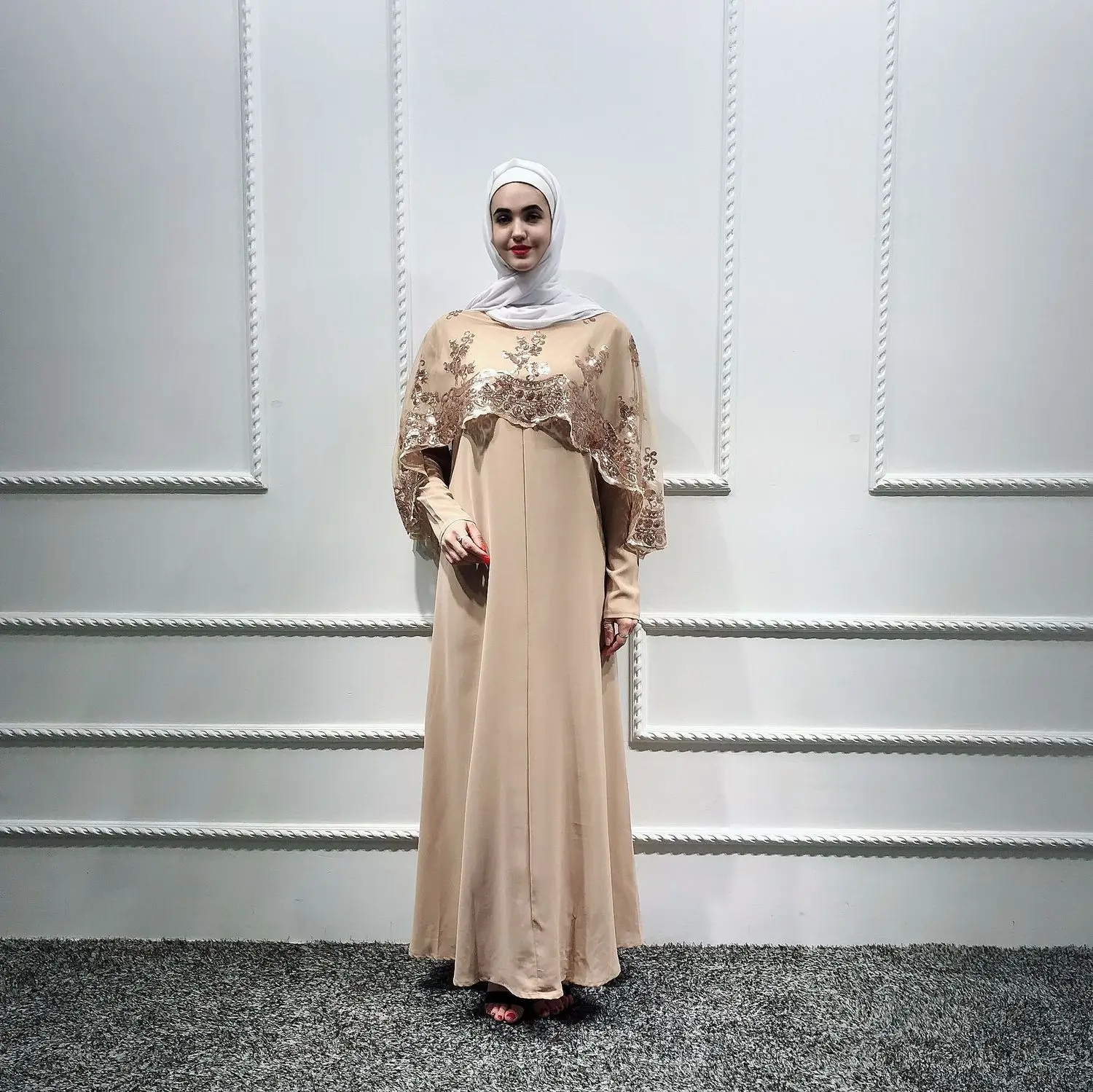 Элегантная мусульманская абайя с блестками макси платье вышивкой накидка