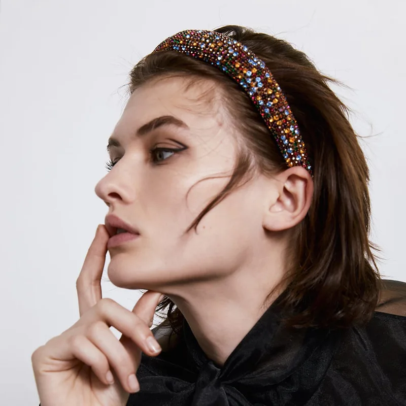 

MOFLO широкий бархат в стиле барокко Хрустальная лента для волос 2020 Новые поступления Свадебные аксессуары для волос цветные бриллианты губч...