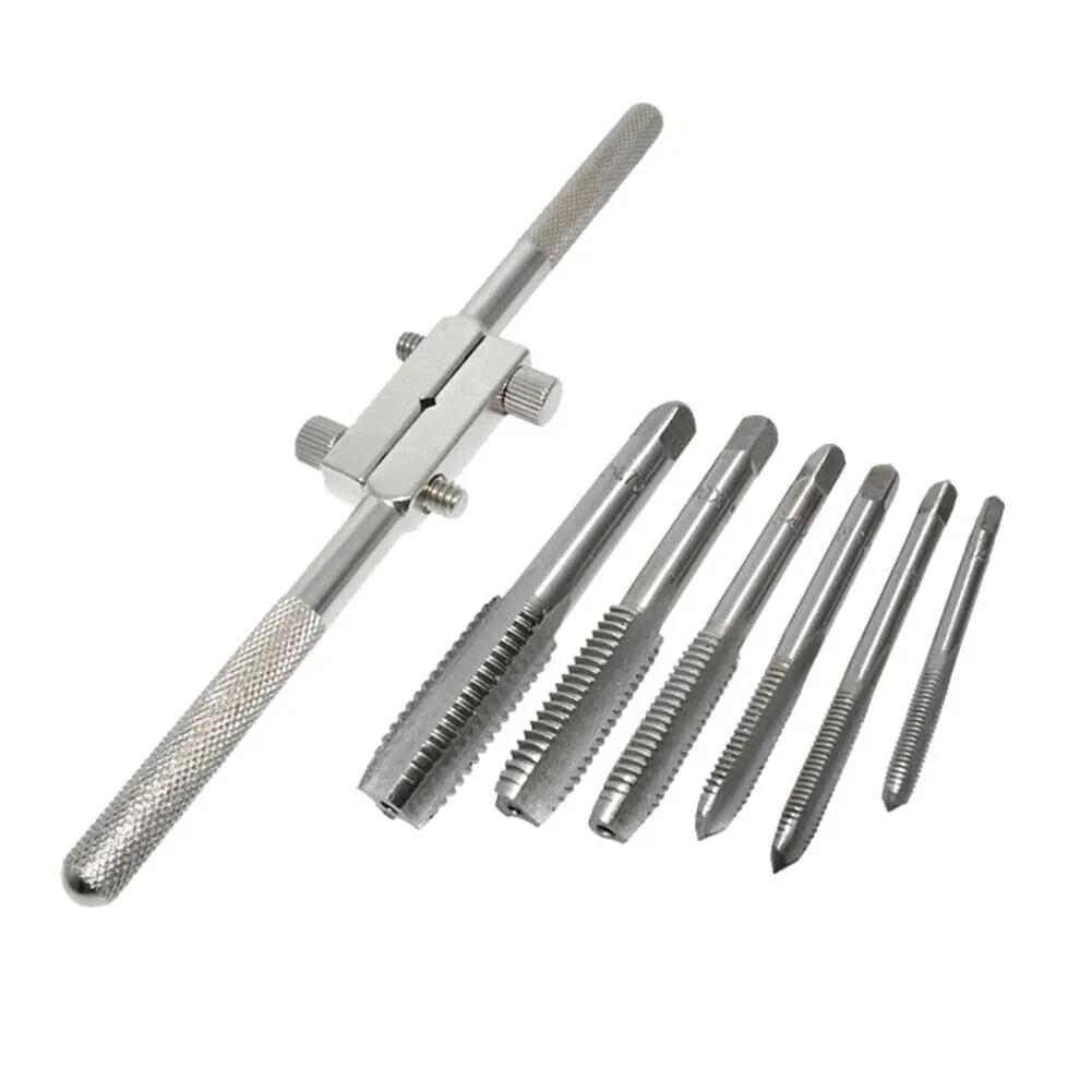 

6Pcs/Set Adjustable T-Handle Ratchet Tap Wrench With M4-M12 Machine Screw Thread Metric Plug Tap Machinist Tool