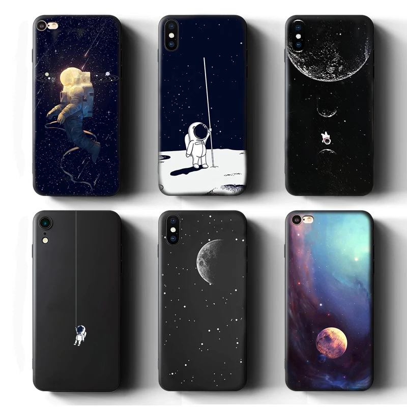 Космонавт земля черный чехол для телефона для iphone 6 7 8 6s 6 s Plus чехол для Funda iphone X XR XS Max 5 5S se 11 Pro Max чехол