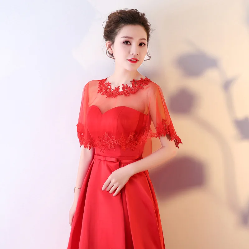 

Bridal Wraps Bridal Shawl Elegant Chiffon White Red Romantic Off Shoulder Mariage Short Wedding Jacket Party Cape Dress