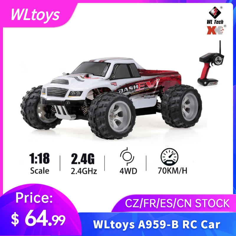 

2.4G 1/18 WLtoys A979-B RC Car 4WD 70KM/H High Speed Electric Full Proportional Foot Truck RC Crawler RTR Remote Control Car