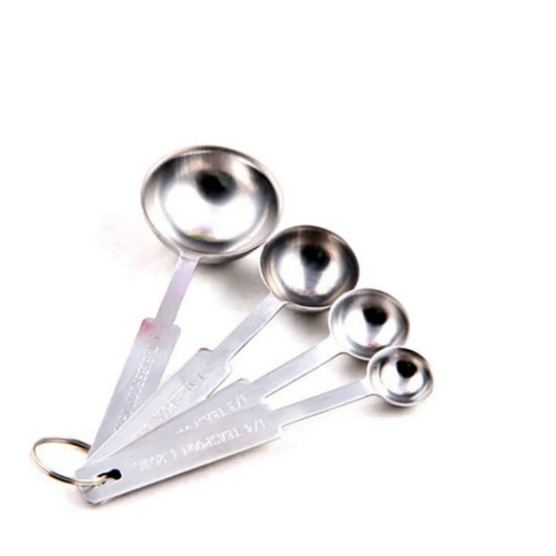 Four Pieces Set Stainless Steel Measuring Spoon Cup Seasoning Scoops Sauce Toiletry Kit | Дом и сад