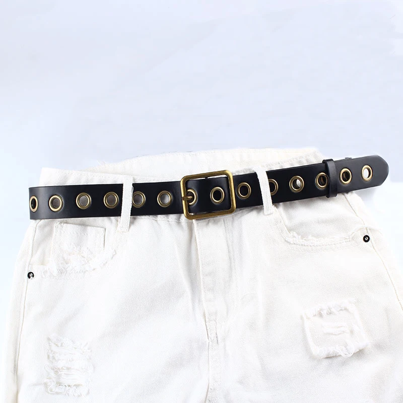 Новинка 2019 двухрядный ремень с отверстиями для мужчин и женщин модный