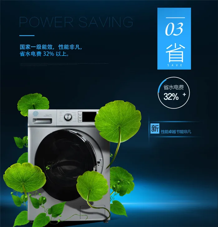 110V Roller Washing Machine Front Opening High Capacity 12KG Gray Fully Automatic Lower Outlet Low Noise High Speed Reservation