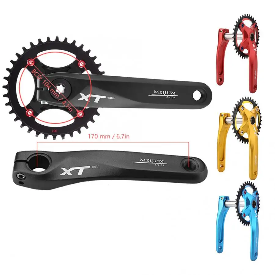 MEIJUN Bicycle BCD 104 Crankset 170mm for MTB Road Bike Crank Chainwheel Single Narrow Wide with Bottom Bracket BB Sprocket | Спорт и