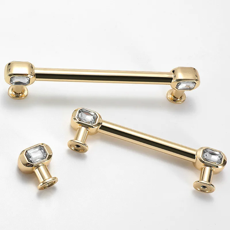 JD Gold Diamond Shape Design Crystal Glass Knobs Cupboard Drawer Pull Kitchen Cabinet Door Wardrobe Handles Hardware | Обустройство