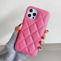 high quality luxury fashion rhomboid genuine caviar lambskin leather case cover for iphone 13 12 11 pro xs max xr x