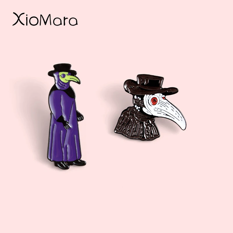 

Plague Doctor Enamel Pins Doctor Schnabel Brooches Dark Punk Men Women Steampunk jewelry Badges Brooch Lapel pins For Gifts