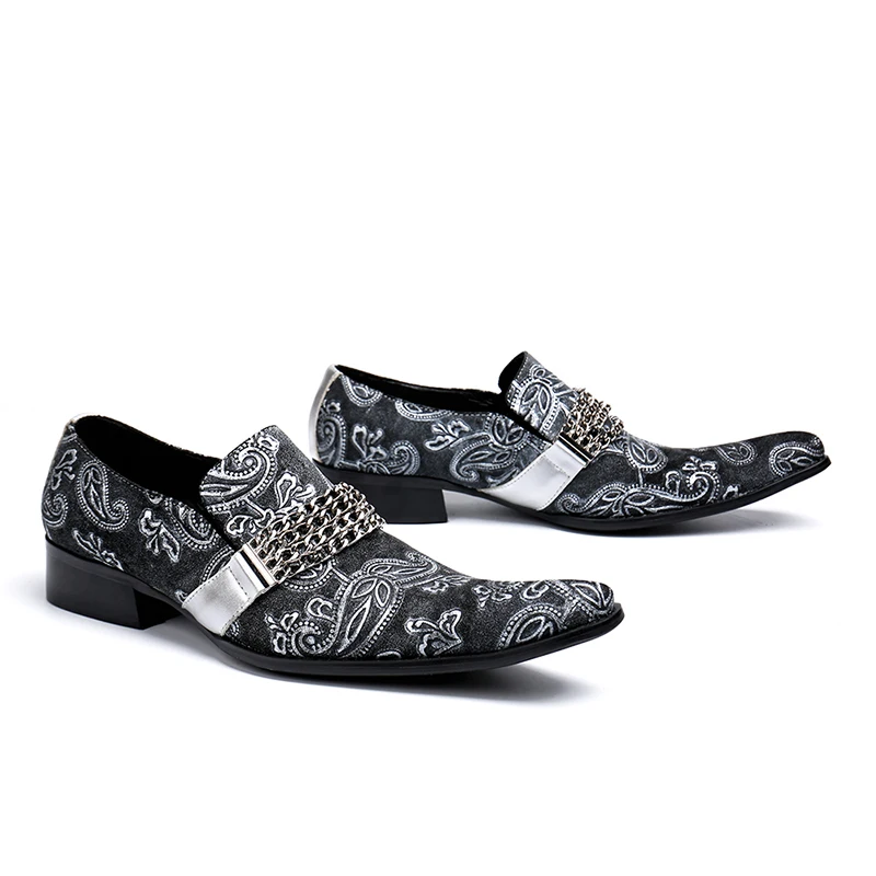 Новая мода Для мужчин женские туфли с цепочкой полуботинки платье обувь из