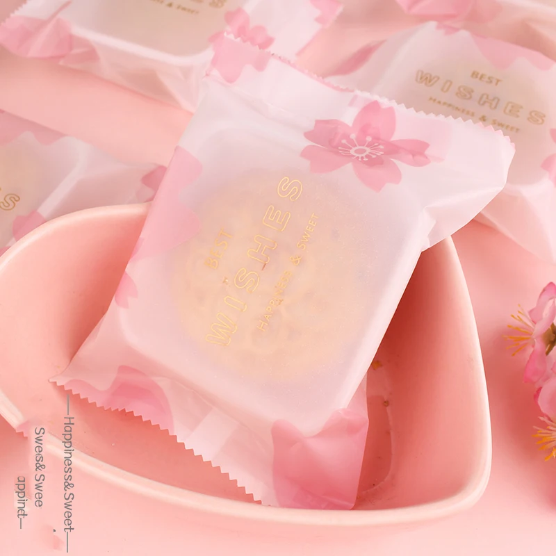 100pcs/lot Sakura Cherry Blossom MoonCake Packaging Bag Sugar Nougat Candy Snack Cookies Food Cake Baking | Дом и сад