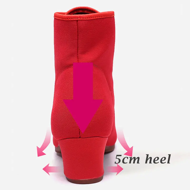 High Top Salsa Dance Shoes Women Red Latin Dance Shoes Jazz Dancing Boots Heel 3/5cm Outdoor Adult Woman Ballroom Dance Sneakers