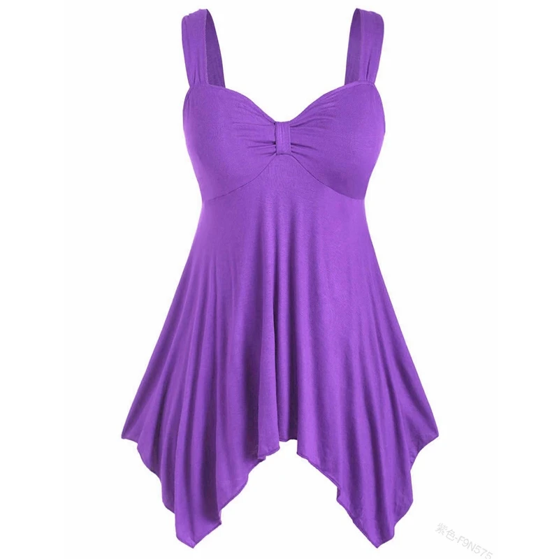 

Mandylandy Solid Color T-shirt Women Sexy Pleated Loose T-shirt Summer Backless Square Collar Spaghetti Strap Irregular T-shirt