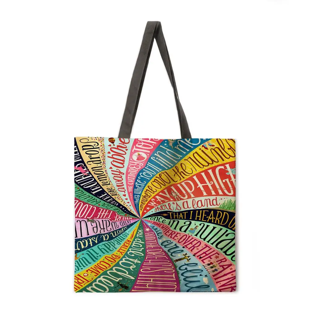 Boho style tote bag linen fabric casual tote bag foldable shopping bag reusable beach bag lady shoulder bag images - 6