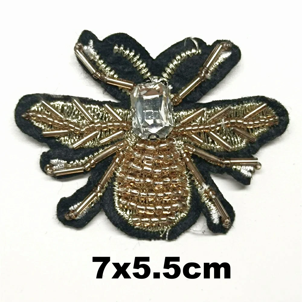 

Garment accessory embroidery beaded bee embroideried patches for clothing PA-3323