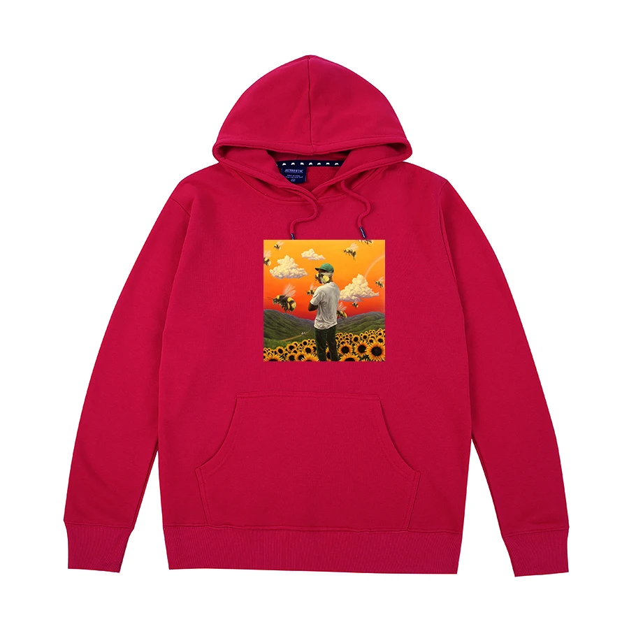 Для мальчиков с цветочным узором Tyler The Creator принадлежности для гольфа толстовки OFWGKTA кататься на коньках рисунок Frank Ocean Harajuku для мужчин и женщин, унисекс, чесаный хлопок - Цвет: Красный