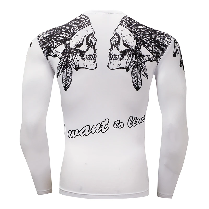 Компрессия мышц для мужчин Плотная кожа рубашка с длинными рукавами 3D принты