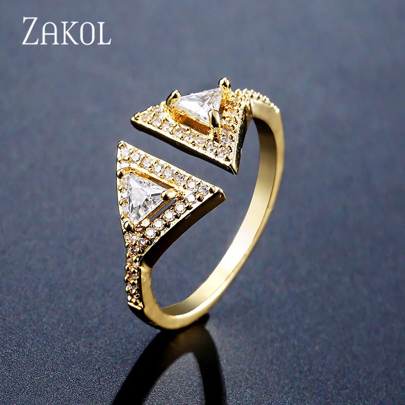 ZAKOL сверкающие в виде геометрических фигур кубического циркония открытые