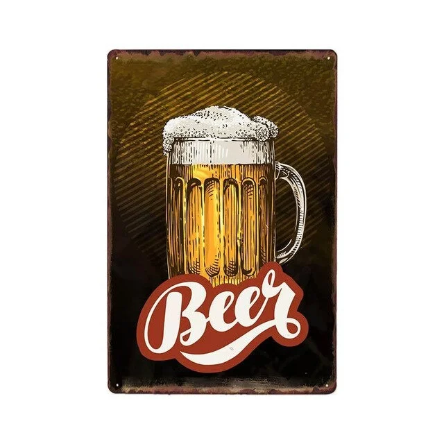 

Beer Vintage Metal Tin Sign Shabby Chic Home Bar Pub Club Tavern Cafe Poster Wall Decor Art Plaque Retro Tin Paintngs