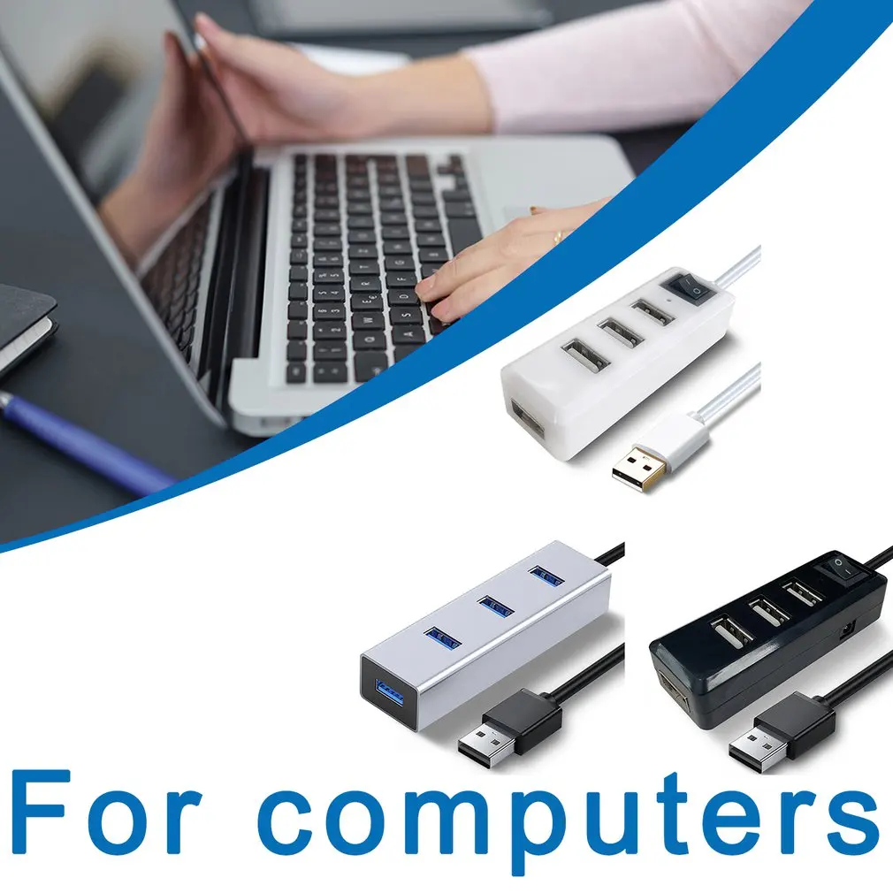 Ультратонкая конструкция с четырьмя портами USB 2 0 и 3 концентратор Plug and Play