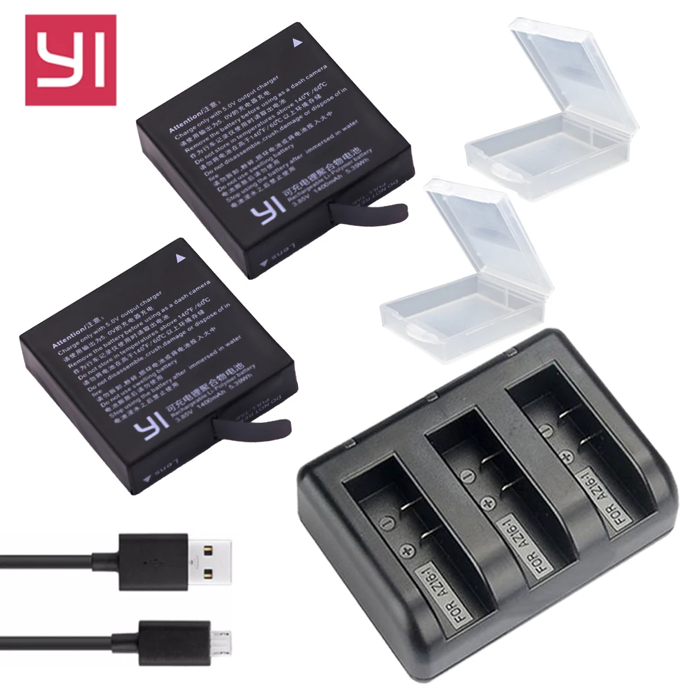 Зарядное устройство xiaoyi 4K 2 шт. 1400 мАч USB 3 слота|Цифровые аккумуляторы| |