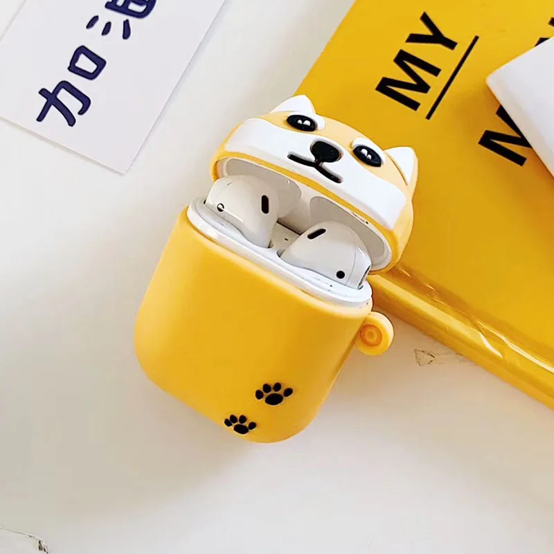 01 Чехол EKONEDA с мультяшным рисунком Шиба ину собак Хаски для Airpods, силиконовый мягкий чехол с милыми животными для Airpods - Цвет: 01