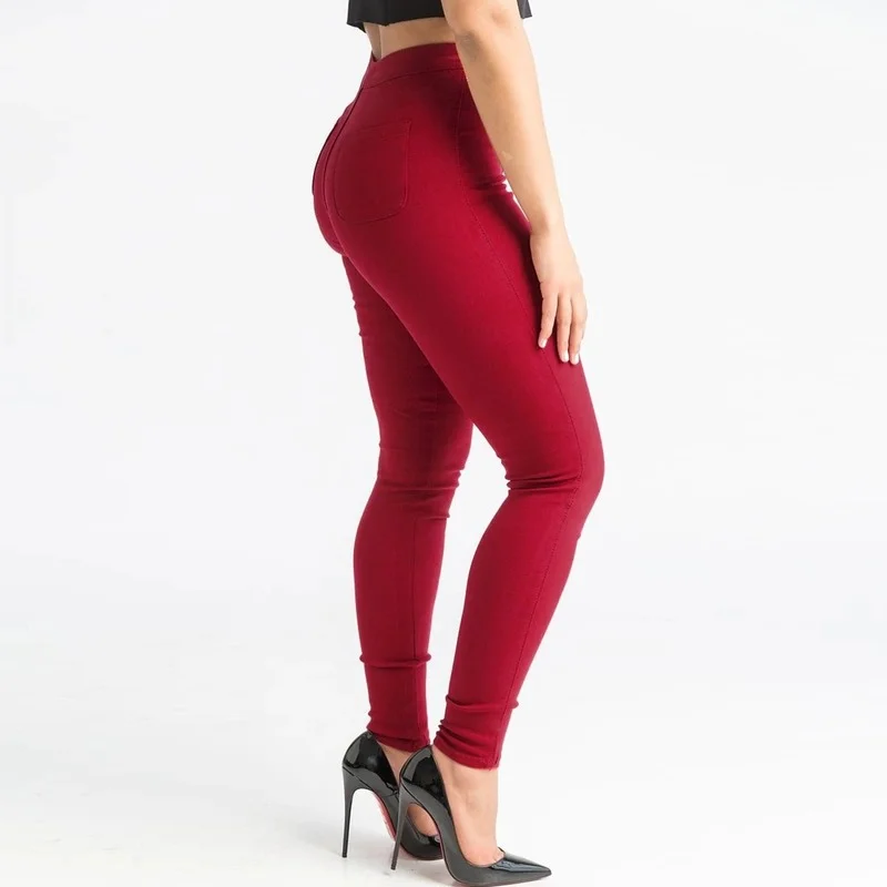 

European and American women's solid color high-elastic slim-fit trousers women jeans women clothing black jeans