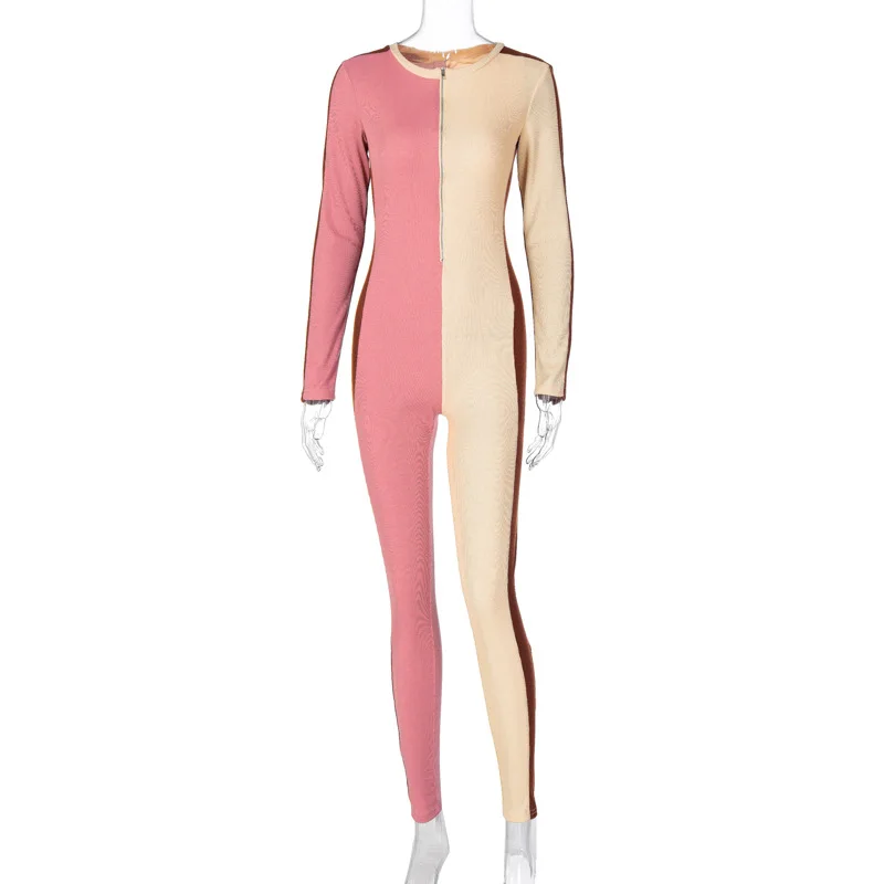 

Новинка Зима 2020, Лидер продаж, сексуальный женский трёхцветный спортивный комбинезон на молнии с мозаикой, женская корректирующая одежда, б...