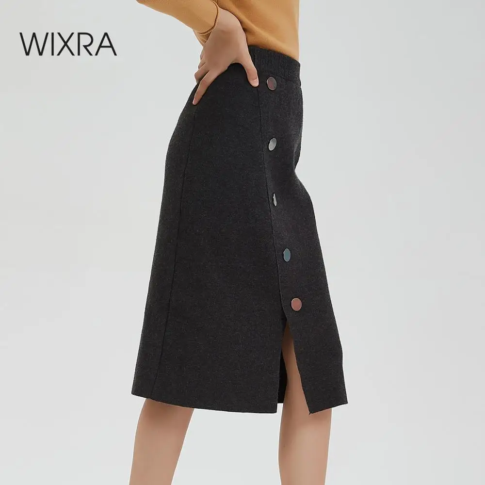 

Женская юбка-карандаш Wixra, Базовая Трикотажная юбка-карандаш длиной до колена с высокой талией, Осень-зима 2019