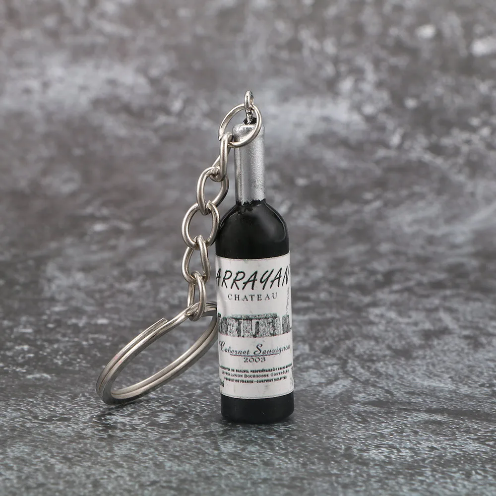 2020 New Creative Women/Men's Fashion Handmade Resin Wine Bottle Key Chains Rings Alloy Charms Gifts Random Color | Украшения и