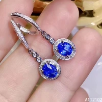 kjjeaxcmy fine jewelry 925 sterling silver inlaid natural sapphire girl elegant simple chinese style earrings support test