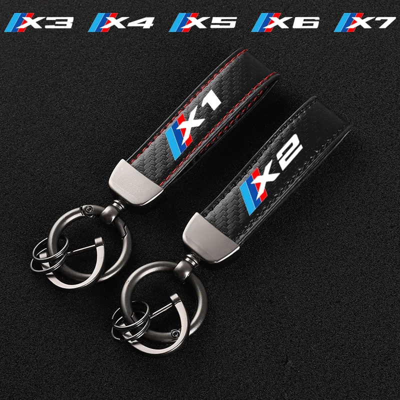 2021 New Leather Horseshoe Buckle Keychain Car Logo Creative Custom Key Ring For BMW X1 X2 X3 X4 X5 X6 X7 AUTO Accessories