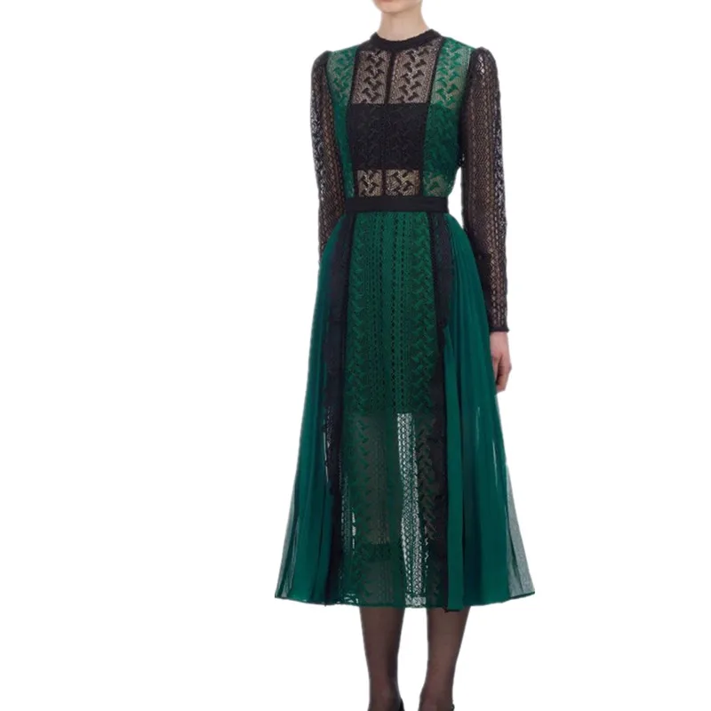 Женское высокое качество Роскошное дизайнерское подиумное платье осень Новое