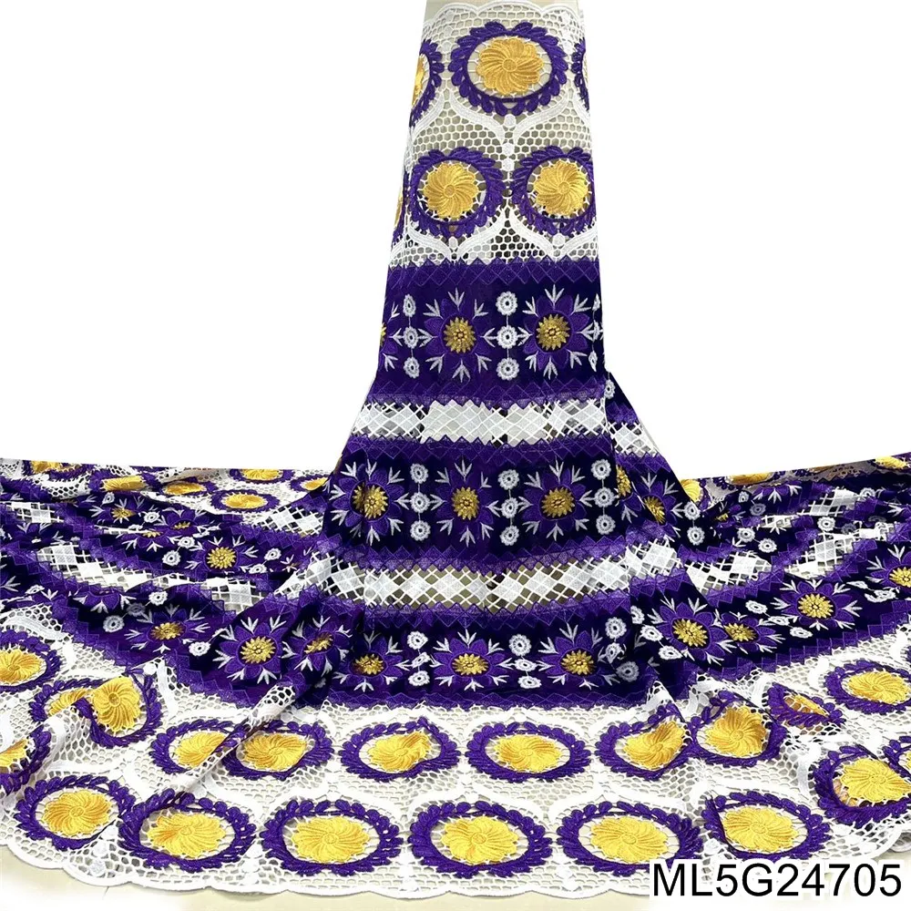 

High quality Beautiful 2021 guipure lace fabric african velvet lace fabric 5 yards Water Soluble lace fabrics ML5G247