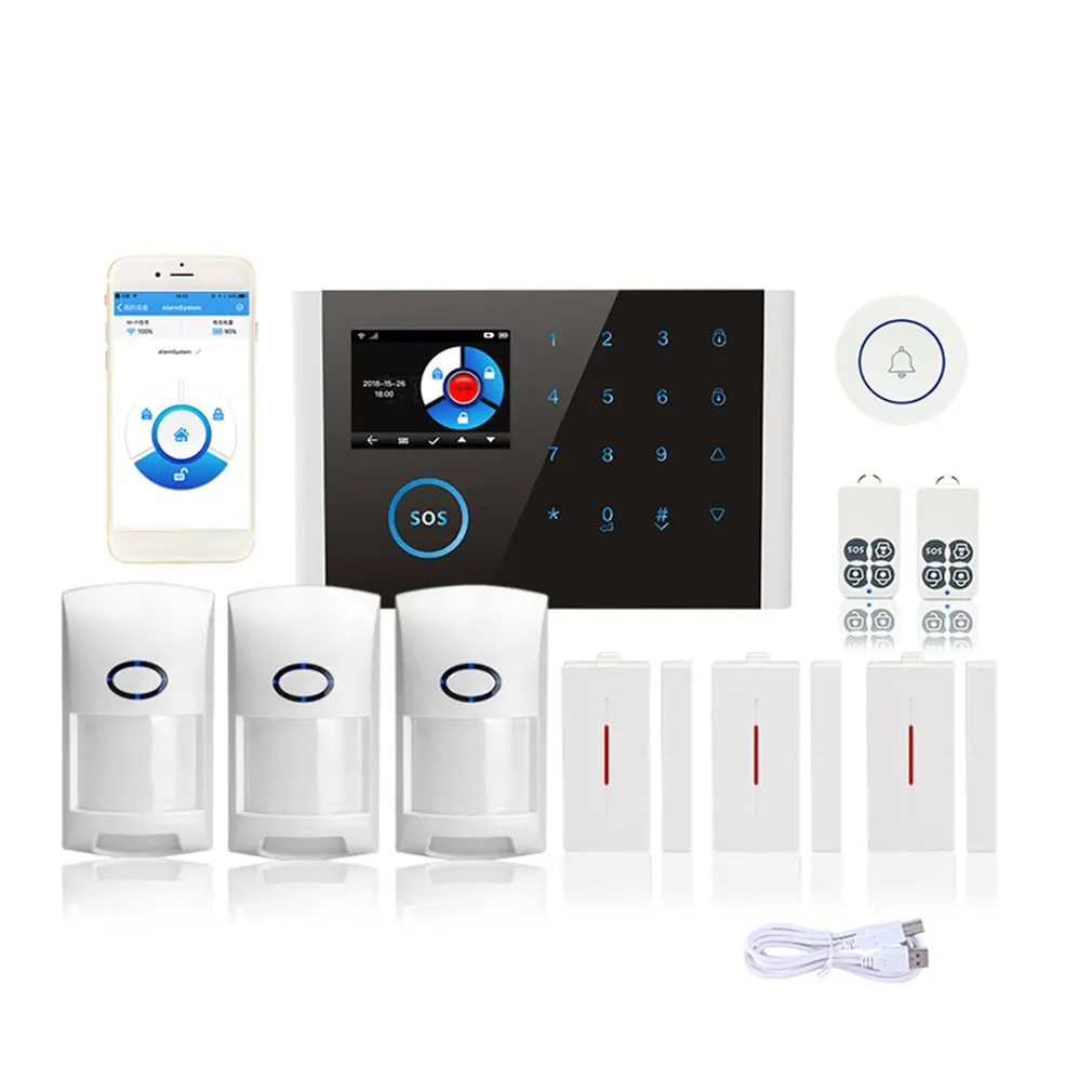 package 3 Cs108 переключаемая Беспроводная система домашней безопасности Wifi Gsm Gprs Сигнализация приложение дистанционное управление Rfid карта Arm Disarm - Color: package 3