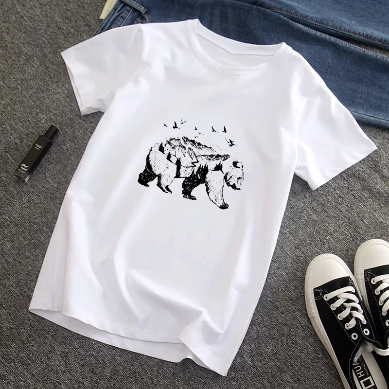 

Women Casual Harajuku Tee Oversize Bear Theme Print Lady T-shirts Top T Shirt Ladies Womens Graphic Female Tee T-Shirt
